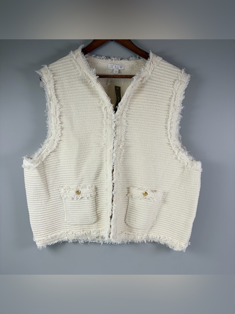 NWT J.Crew Textured Vest in Fine Boucle Women's Plus Size 2XL